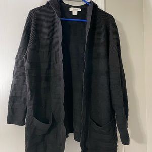 Hooded black striped sweater